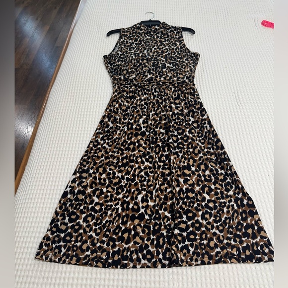 LEOTA MultiColor Leo Ginger Root Pleated Waist Jersey Dress Womens sz Small - Picture 3 of 6